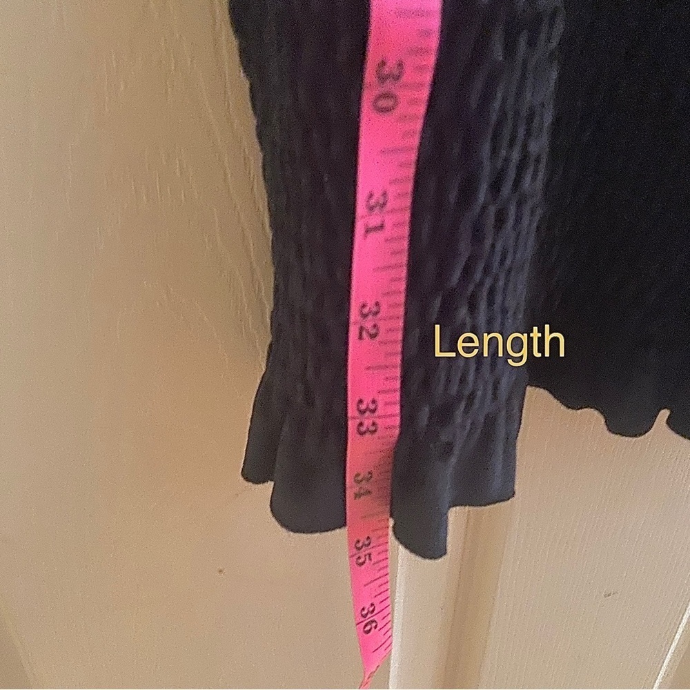 French Connection Little Black Velvet Dress Ruffle Long Sleeve Stretch Mini M - Picture 9 of 10